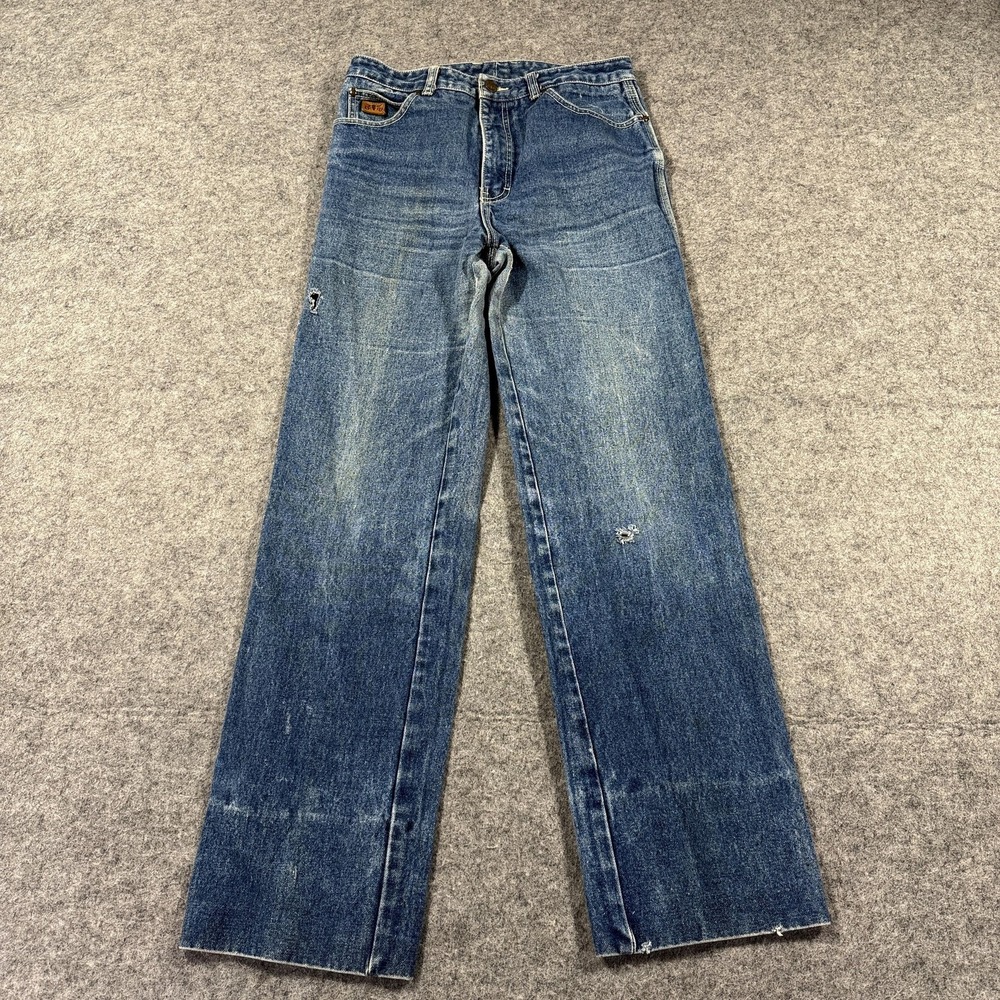 VTG Sergio‎ Valente Jeans Womens 12 Blue High Rise Straight Distressed Western